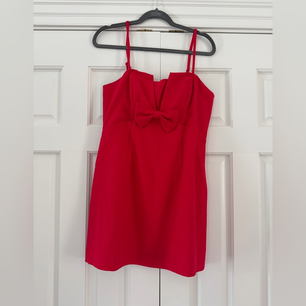 🔥NWT French Connection Whisper Twist Strapless Red Dress (Straps Included)